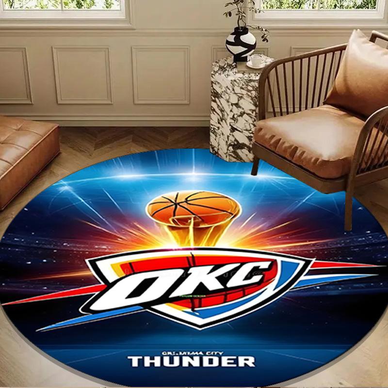 Thunder OKC Basketball Round mat, Anti-slip Circle Carpet Chair rug For livingroom,Bedroom, doormat home decor Gift Christmas Gifts