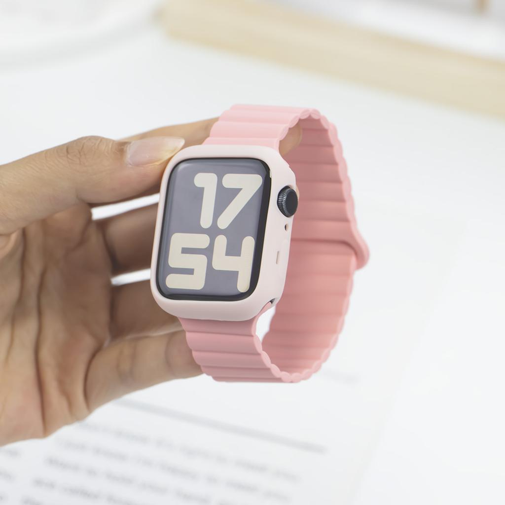 Silikonarmband + Hülle für Apple Watch Armband Ultra 2 49mm 44mm 45mm 42 40mm 38 41mm Damenarmband für iWatch 9 7 8 6 5 4 SE Armband