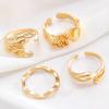 4Pcs/Set Vintage Gold Color Irregular Moon Rings for Women Men Punk Geometric Metal Adjustable Opening Rings Set Jewelry Gifts