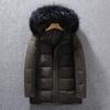 Mens Thickened Workwear Puffer Jacket With Hood Waterproof Multi-Pocket 86% White Duck Down Winter Outdoor Casual Coat
