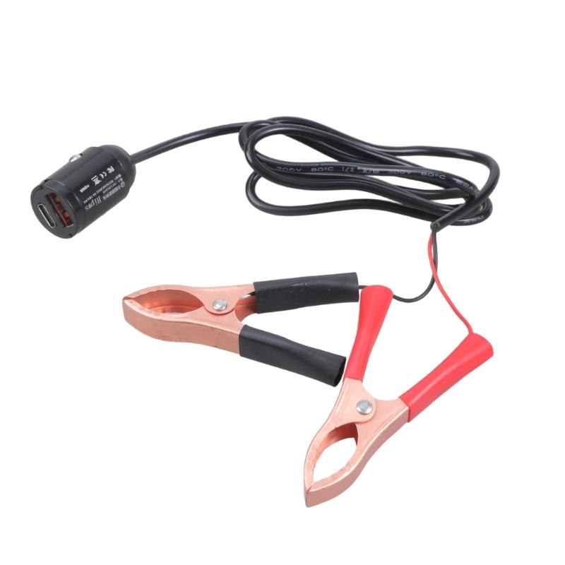 Emergency Vehicle Charger With Type C And USB 2.0 Port Durability Housing Power Converter For Phone Tablet Backups