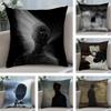 1PC Black White Art Design Cushion Cover Plush Fabric Soft DoubleSided Printed Sofa Warm Winter Home Child Gift Pillow Case