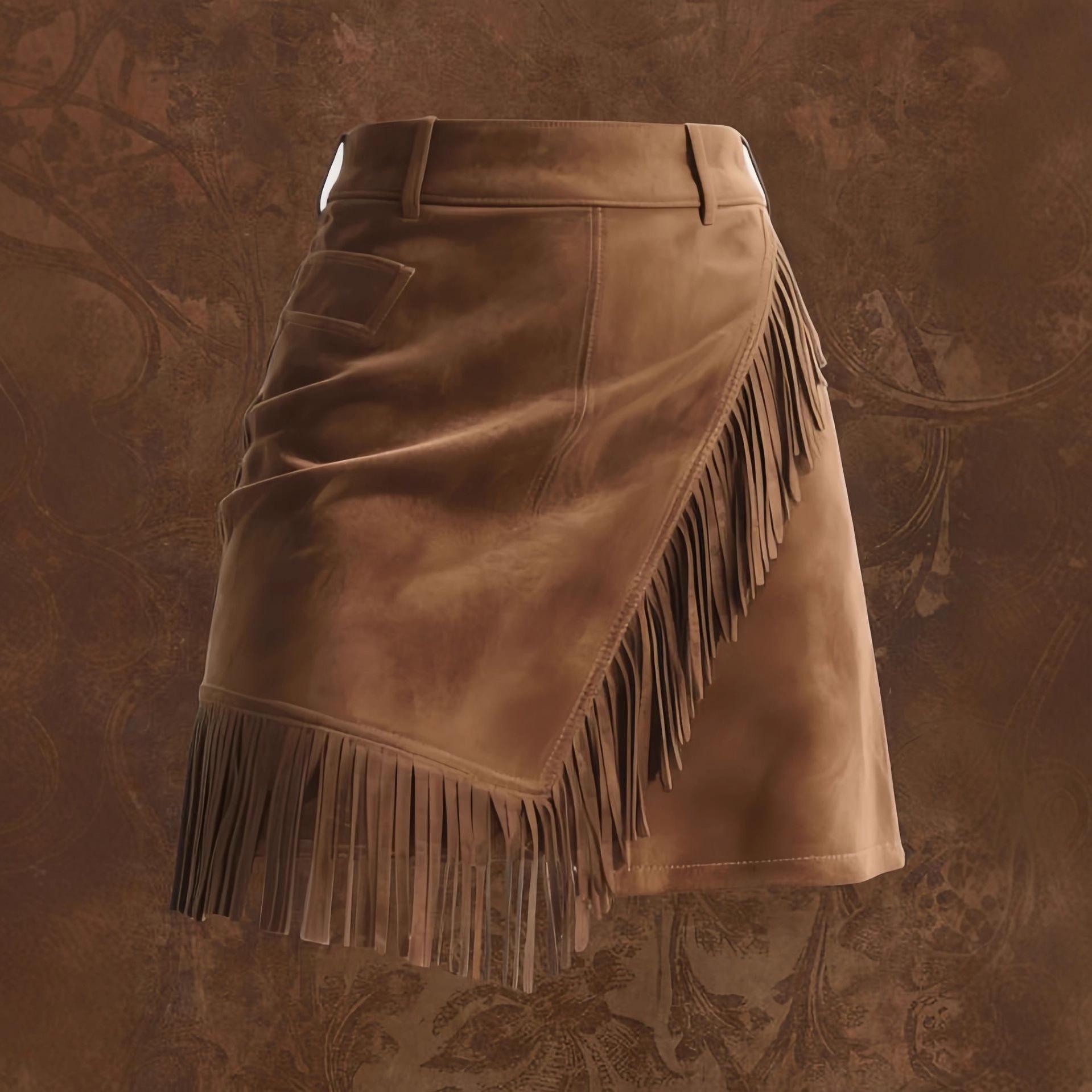 Женская ретро замшевая плюшевая асимметричная облегающая юбка XL темно-коричневого