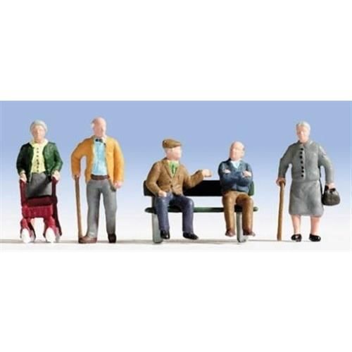 Modélisme ferroviaire - NOCH - 15551 - Personnes âgées - 5 figurines avec banc