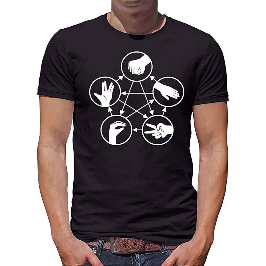ningji Brand of Funny Stlm Stein Schere Echse Spock Mens Black T-Shirt Unisex Tee Clothing S