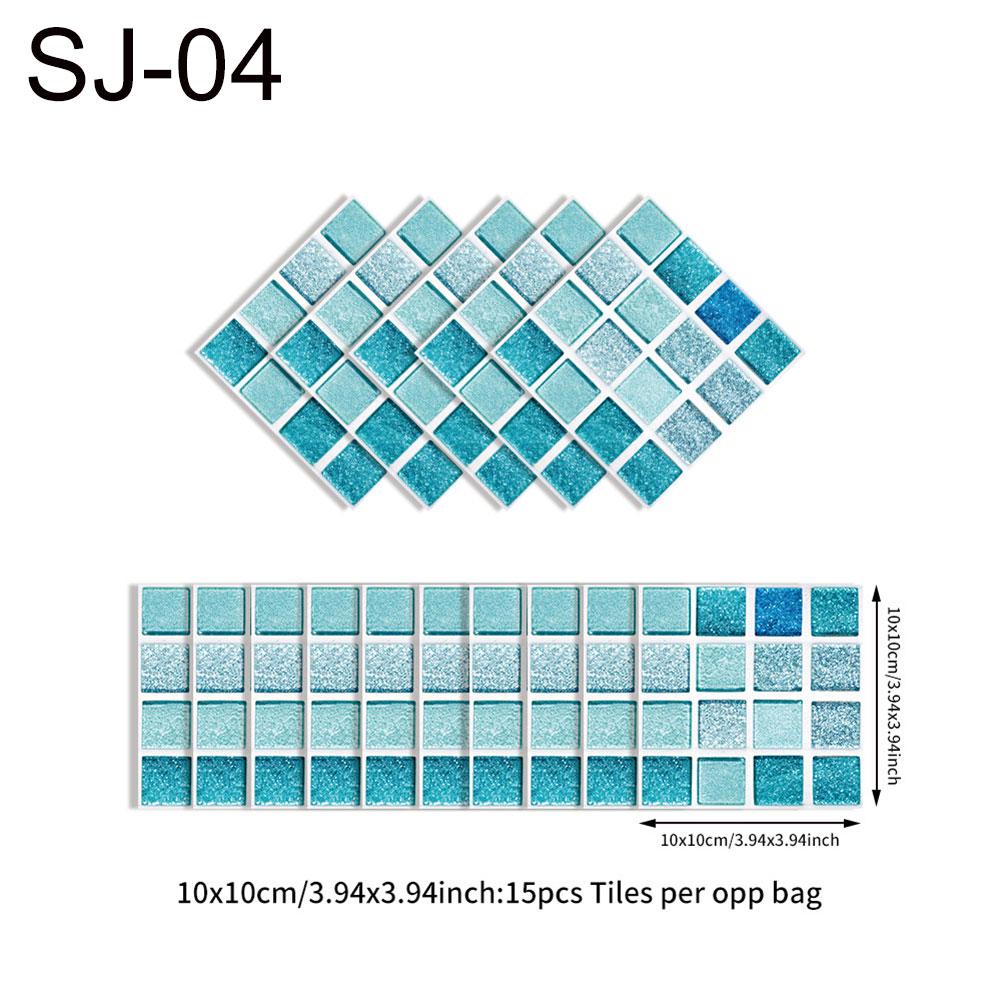 15 Uds pegatina impermeable DIY azulejo pared 3D cocina baño decoración