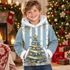 Kids Long Sleeve Christmas Print Casual Hooded Top for Boys and Girls Holiday Outfit
