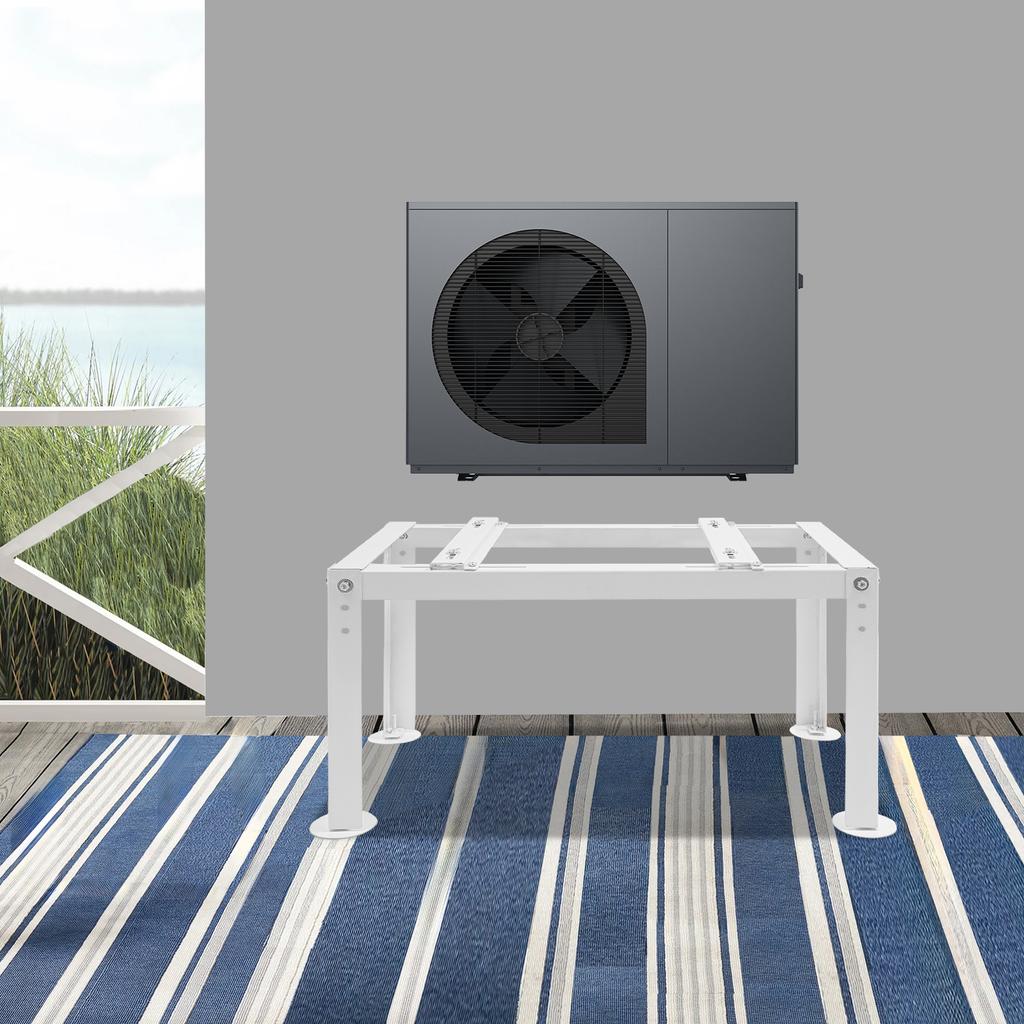 Mini Split AC Ground Stand, Heavy Duty 450LB Capacity, Universal for Indoor Outdoor Condenser Units, 33.8x19.1x17.5inch, White