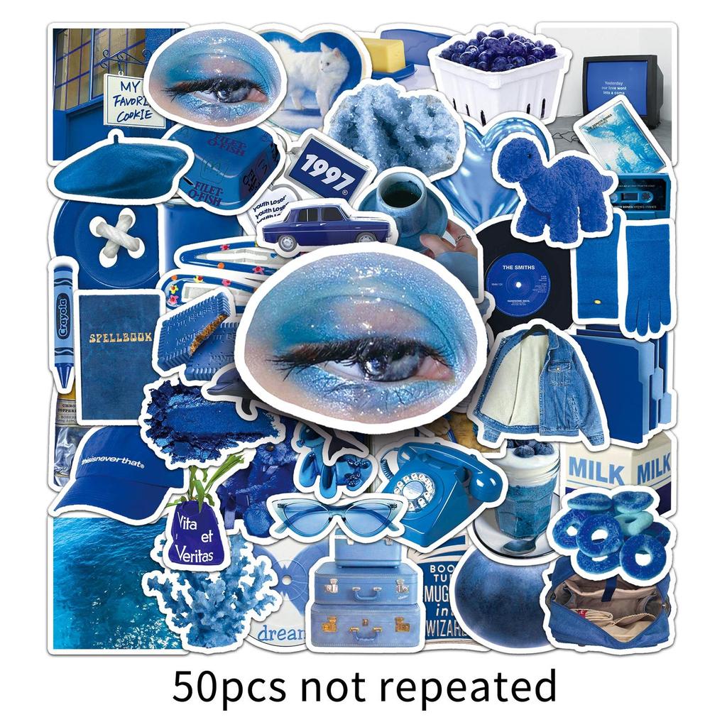 50 Blue Ins Style Doodle Personality Fresh Freshman Account Guka Do-It-Yourself Mobile Phone Case Suitcase Decals
