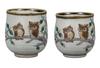 Kutani Ware Iwataya Set of Teacups, Owl AP7-0504