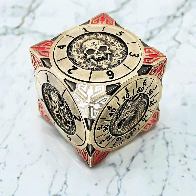 

Dnd Six Sides Fidgeting Spinner Dice Roller Metal Edc Relieve Stress Reducing Workspace Table Toys Rotating Flywheel Counter Anxiety Gift