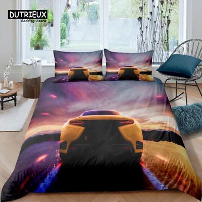 Home Living Luxury 3D Racing Car Bedding Set Kids Duvet Cover Pillowcase Queen and King EU/US/AU/UK Size Comforter Bedding