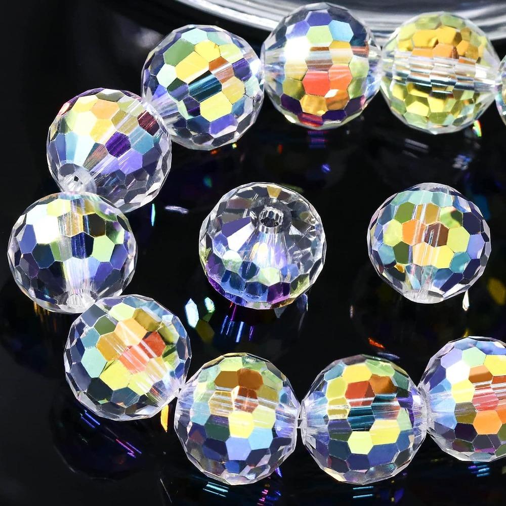 10MM Glass Beads Faceted Crystal Beads DIY Jewelry Making Iridescent Beads Necklace
