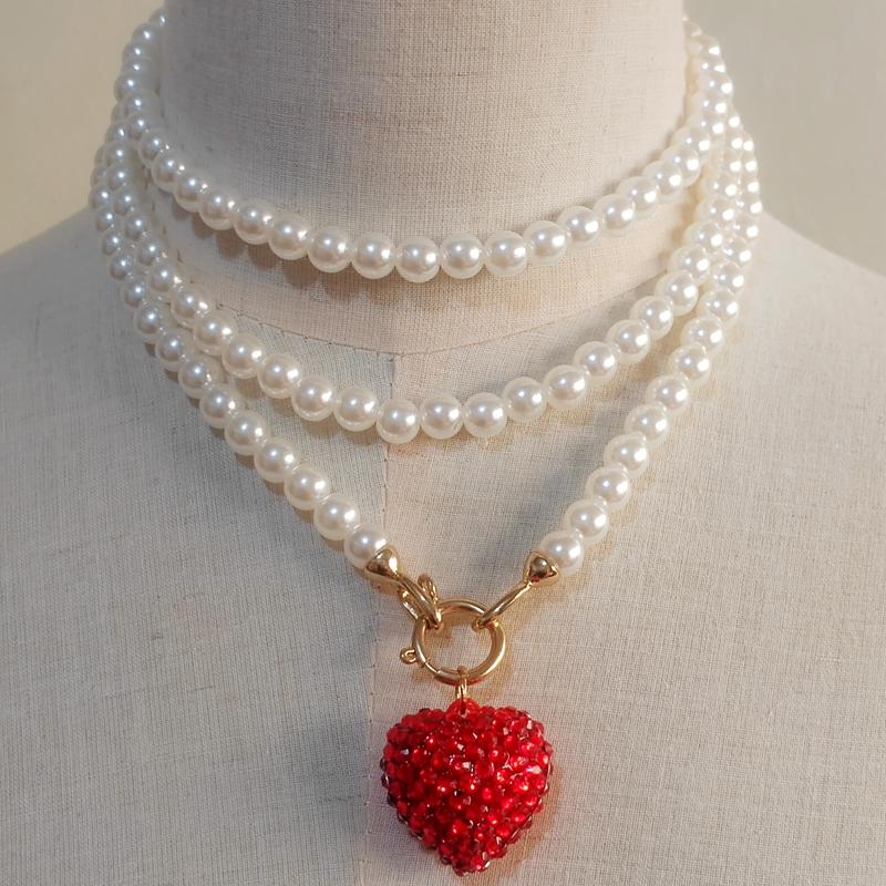 Korean Statement Pearls Long Necklace For Women Personality Chains Big Pendant Collares Jewelry
