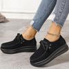 Fashion Suede Leather Platform Loafer Thick Sole Wedge Casual Chunky Shoes Women Trend 2024 Lace-up Womens Comfortable Walking Shoes