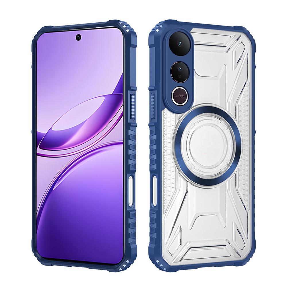 KEYSION Transparent Magnetic Case for VIVO V50 Lite 5G Silicone+PC Heavy Duty Shockproof Phone Back Cover for for VIVO V50 Lite