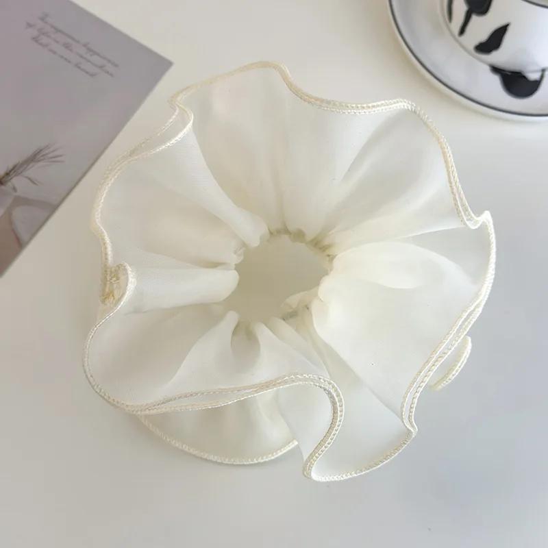 Ballet Style Double-Layer Mesh Intestine Hair Ring Headwear, Mesh Ears Folded Pleats Meatball Hair Ring