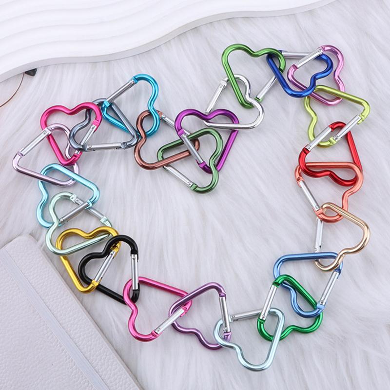 3PCS Heart Shaped Carabiner Colorful Aluminum Alloy Keychain for Camping Travel Luggage Key Ring Hanging Sorting Accessories ZYF