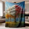 2026 Latest Flannel Blanket Autumn Small Blanket a Beautiful Seasonal Tree Pattern Soft And SkinFriendly Blanket, Suitable for Use In All Seasons, On