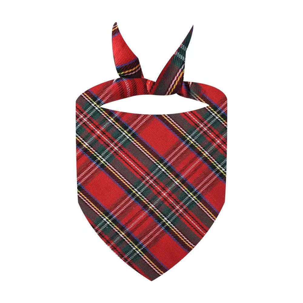 All-Cotton Plaid Christmas Dog Bandana Scarf