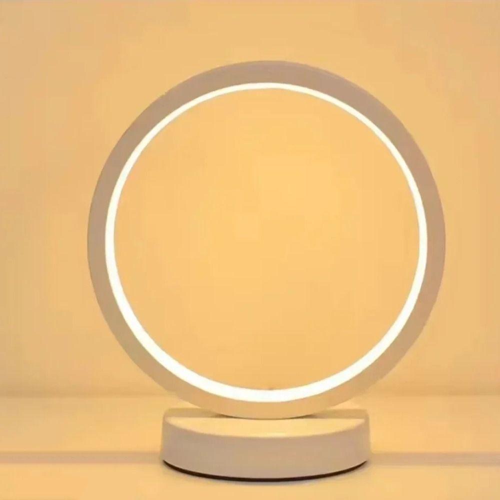 Simple LED Circular Ring Table Lamp Creative Bedside Lamp Light Fixture Reading Light  Living Room