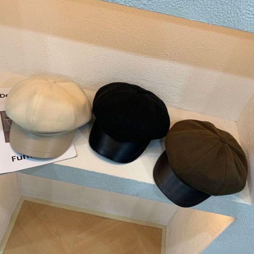 Cotton Beret Hat Breathable Newsboy Hats Retro Painter Octagonal Cap  for Women