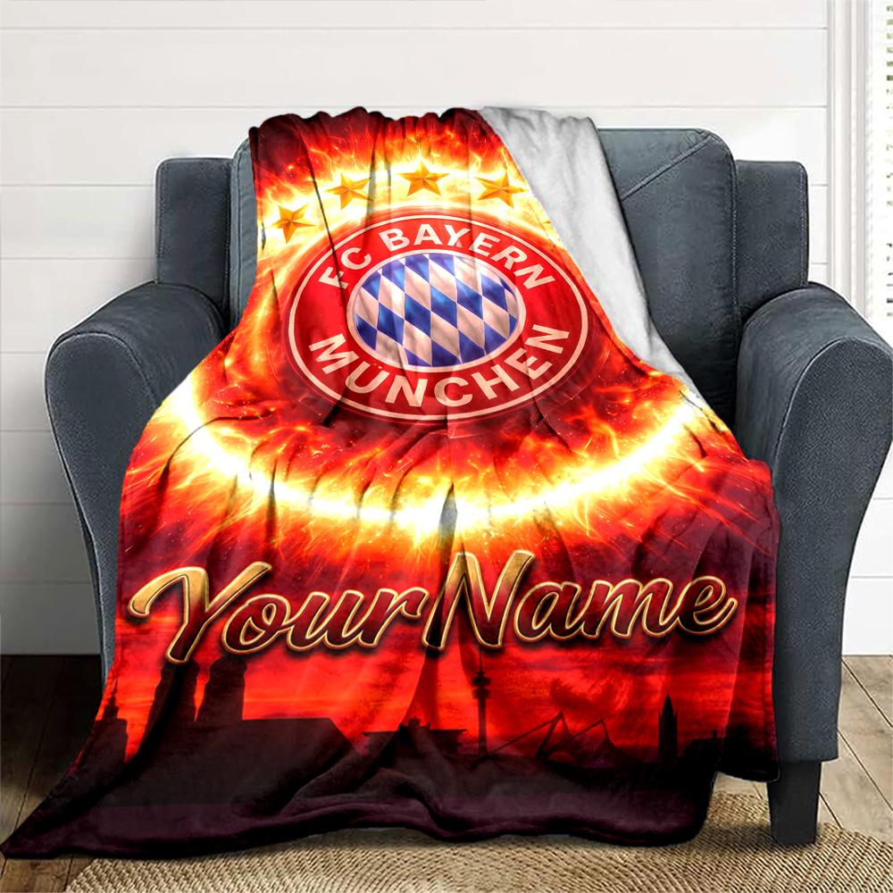 Bayern Munich Customize Your Name Blanket Multi-purpose Customizable Blanket Soft Warm Cozy Throw For Home Decor Living Room Office Chair Office