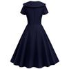 Vintage Solid Color Short Sleeve Button Casual Party Dress 2026