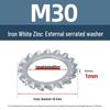 Yigu Yigu Carbon Steel White Zinc Serrated Locking Washer M3-M30, Anti-loosening, Anti-slip