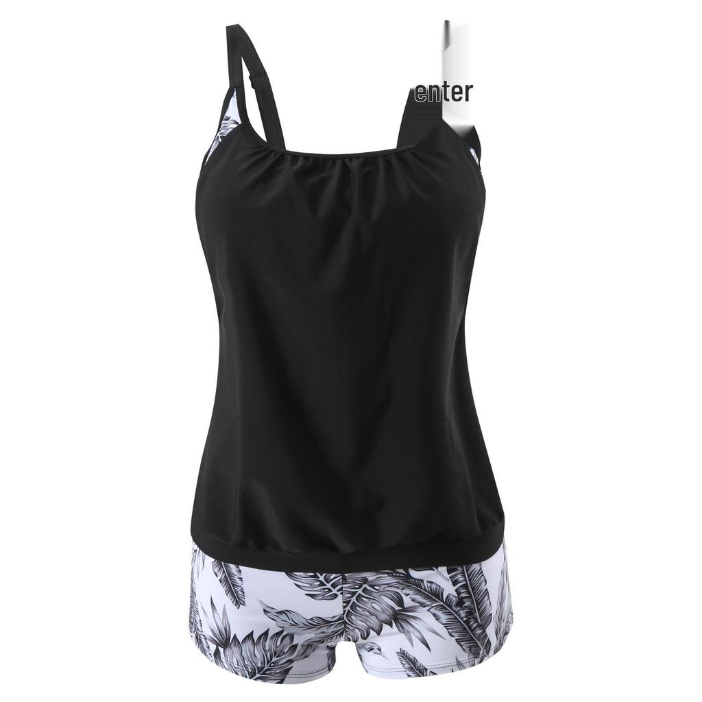 2024 Plus Size Women's Quick-dry Two-Piece Set: European & American Style Bikini with Shorts and Vest