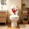 Easy Peel Toilet Tank Stickers Christmas Sticker, Funny Santa Claus Seat Decal, Waterproof PVC Commode Art Holiday Bathroom Wall Decor for Home Party