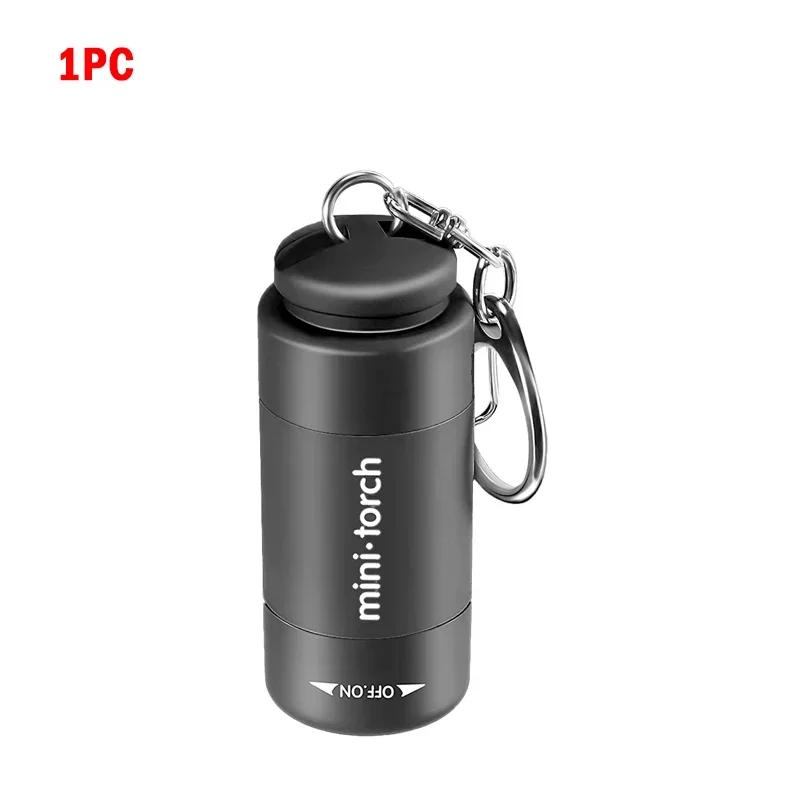 USB Rechargeable LED Multifunctional Strong Light Pocket Keychain Flashlight Waterproof Outdoor Hiking Camping Mini Flashlight
