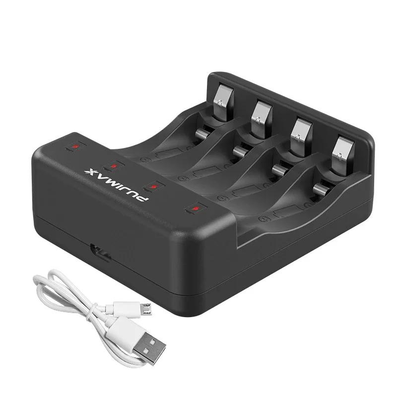 4-Slot Intelligent Rapid Charger with LED Indicator Lights Lithium-ion Battery Charger for Rechargeable Lithium-ion Batteries