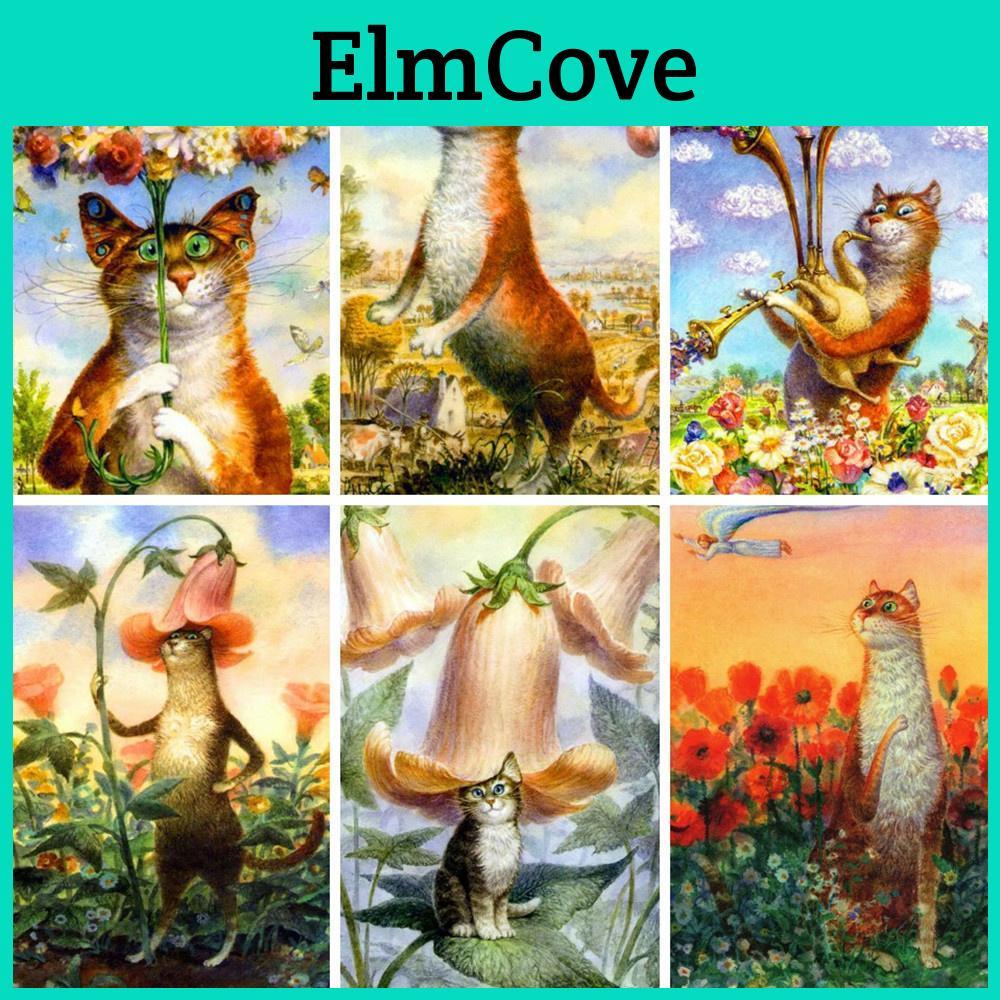 Painting Diamond Flower 5d Diy Animals Gift Diamond Embroidery Mosaic Cat Paintings On The Wall