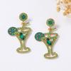 Cross-border New European and American Style Fashion Versatile Cocktail Cup Style Exaggerated Temperament Hollow Diamond Alloy Earrings