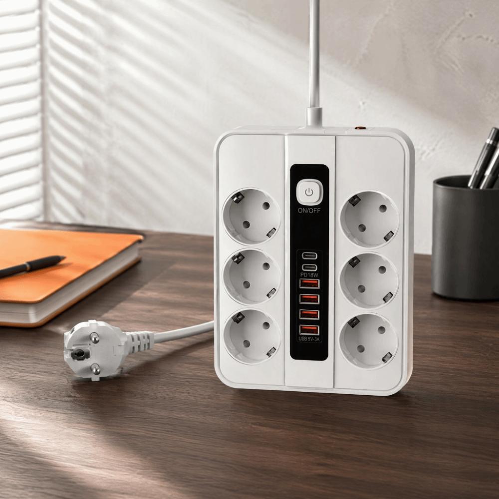 3000W USB Power Strip Dual USB Port USB Socket Multi-outlet Plug Board EU Power Strip Hotel