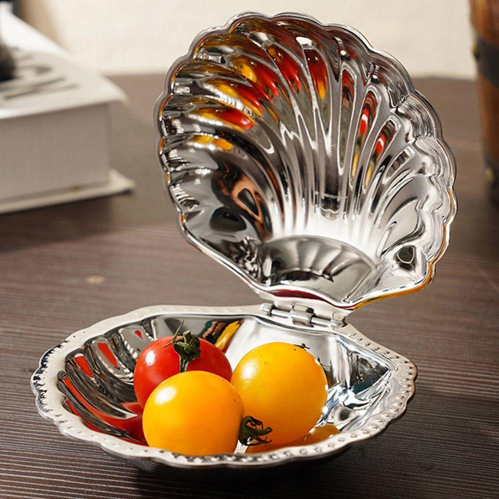 Shell Shape Fruit Snack Dish 304 Stainless Steel Snack Disc Creative Dessert Plate  Home