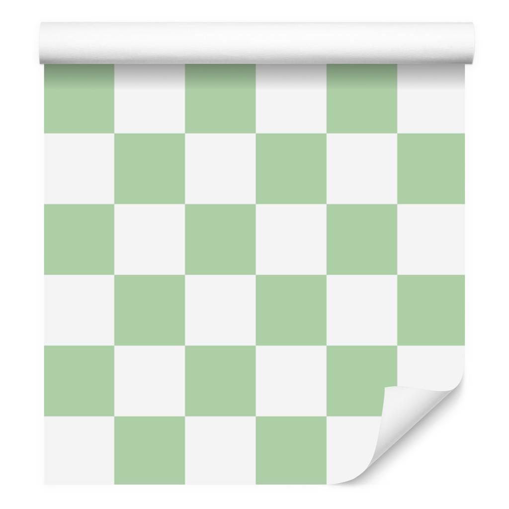 Checkerboard Wallpaper White and Mint for Living Room and Bedroom 50x1000