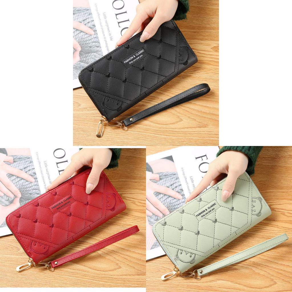 Pu Leather Long Wallet For Women With Zipper And Multifunction Storage For Daily Use