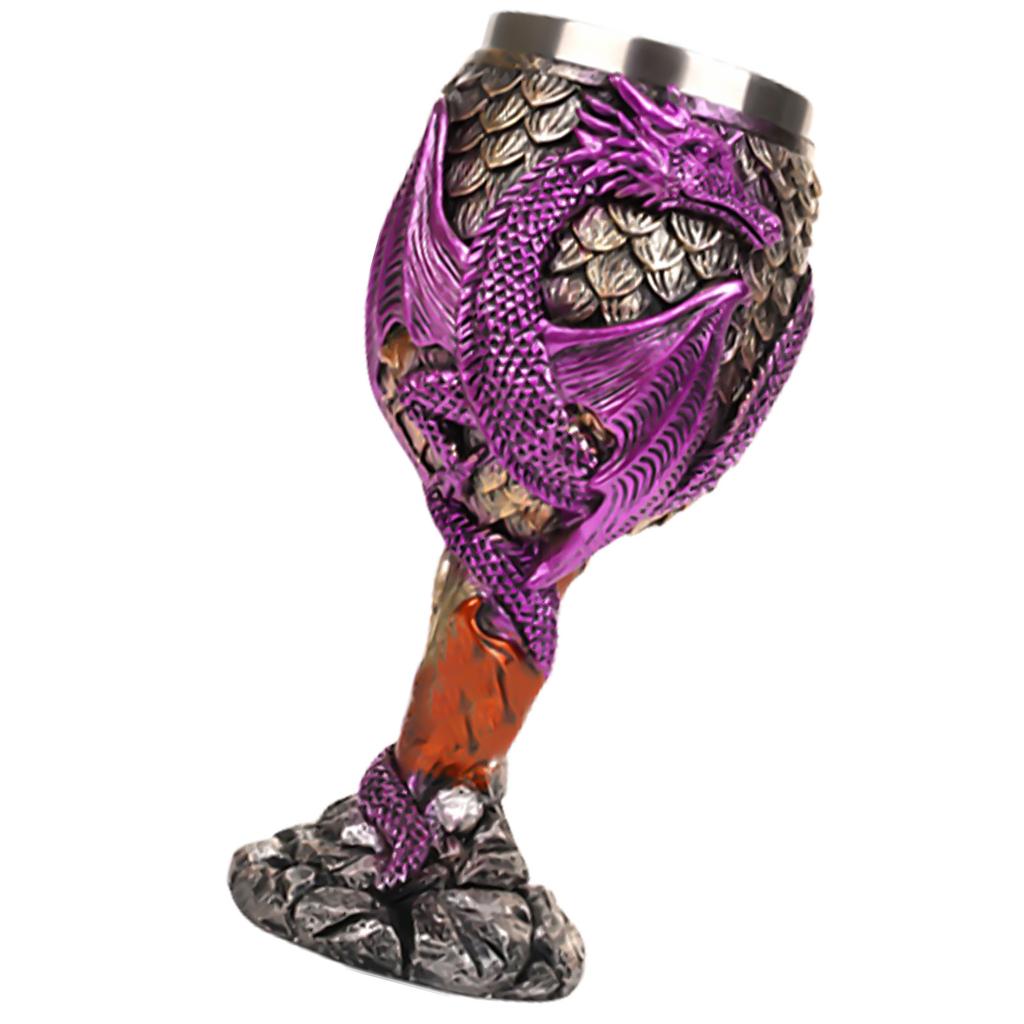Wine Cup Vintage Dragon Embossed High Stem Wine Glass Wine Drinking Cup Resin Crafted Goblet for Home Decoration