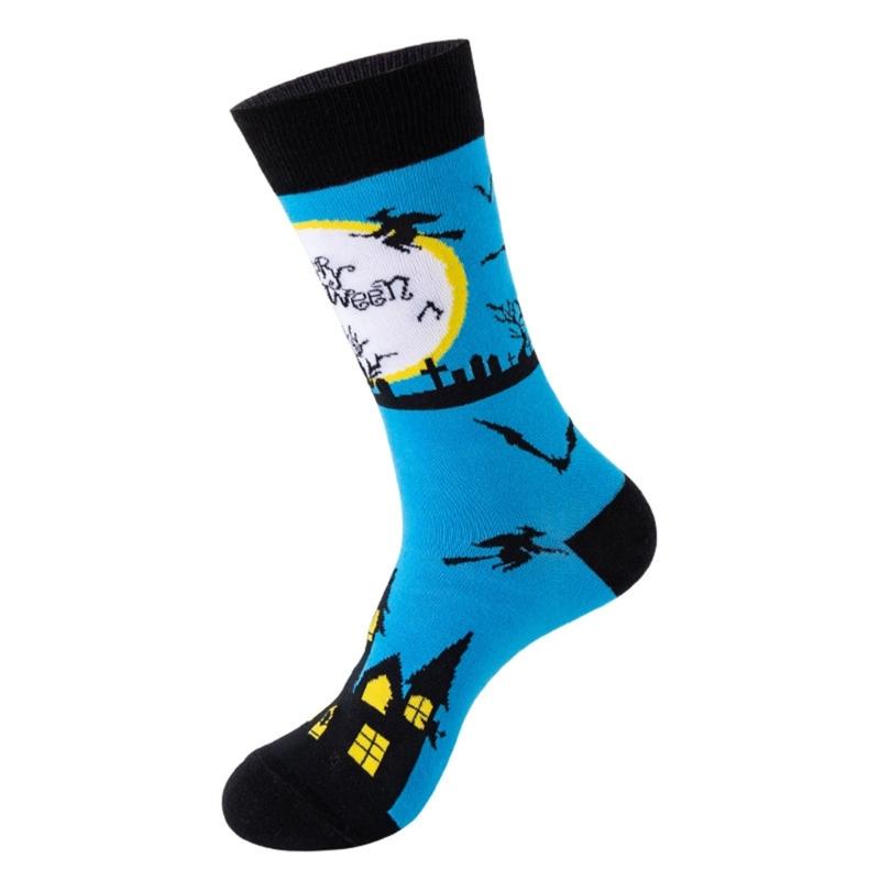 Halloween Socks with Scary Skulls, Vampire Teeth, and Pumpkin Faces Charm Designing Woman Man Autumn Winter Socks