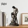 Distressed Bronze Statue Ornament, Mythology Collectible Bookshelf Vintage Ornament with Texture Anniversary Gift Sculpture Wrinkled Clothing Pattern