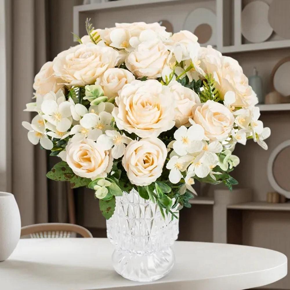 Artificial Flower Silk Hydrangea Rose Festival Outdoor Garden Wedding Bride Bouquet Vase Holiday Party Diy Gift Stage Props