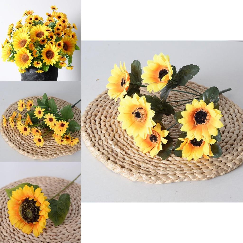 Single And Multihead Sunflower Artificial Flowers For Event Decor And Photography Studio Props
