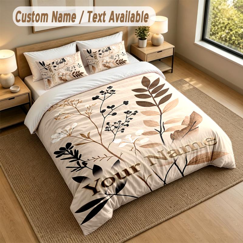 Autumn Harvest Theme Personalized 3Pcs Bedding Set Custom Text & Name 1 Sheet 2 Pillowcases Household Bedding 1pc