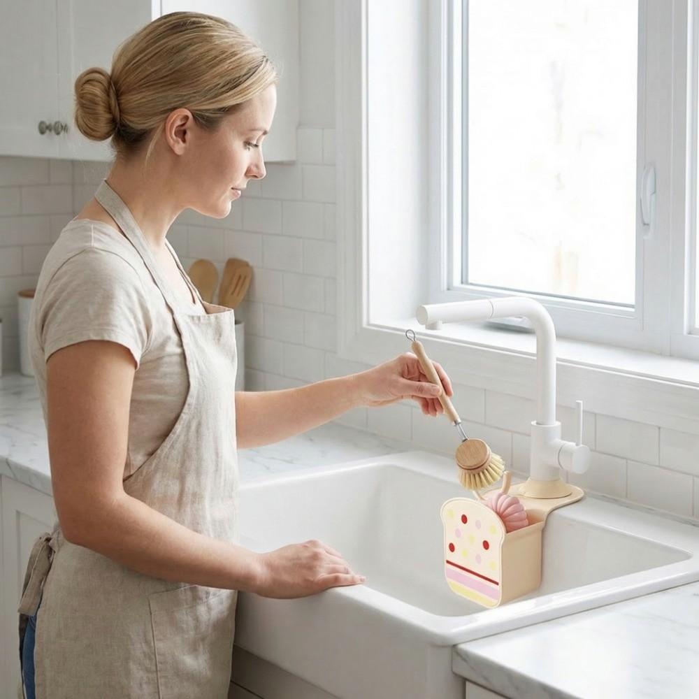 Toast Shaped Sink Hanging Strainer Basket Polka Dot Print Drain Basket Sink Countertop
