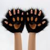 Fuzzy Cat Paw Gloves Half-Finger Cosplay Costume Accessory Halloween Winter Warm Wear