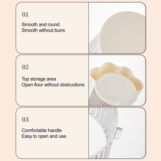 Makeup Brush Holder With Lid Clear Rotating Cosmetic Tool Organizer For Vanity