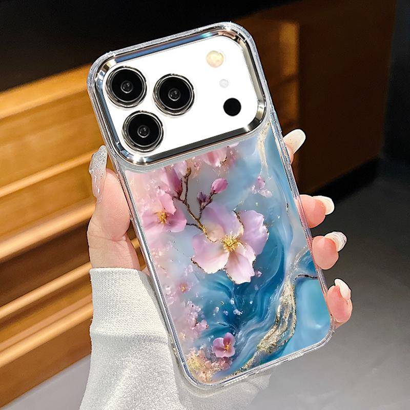 Golden Marble Pattern Phone Case For iPhone 17 Pro Max Plating Lens Frame Clear Soft Cover For iPhone 16 15 14 13 Pro Max 11 16E 17E