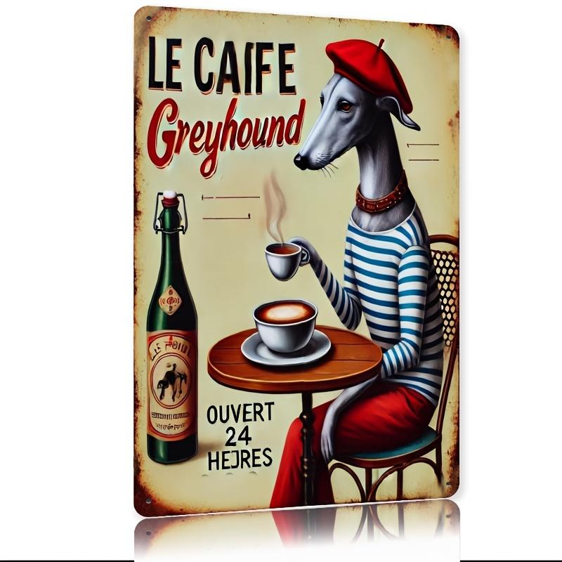 

Tin Sign Charming Greyhound in Beret Striped Shirt Rustic Metal Wall Decor for Home Bar Cafe Garage Farmhouse 20x30cm（7.8x11.8inch）